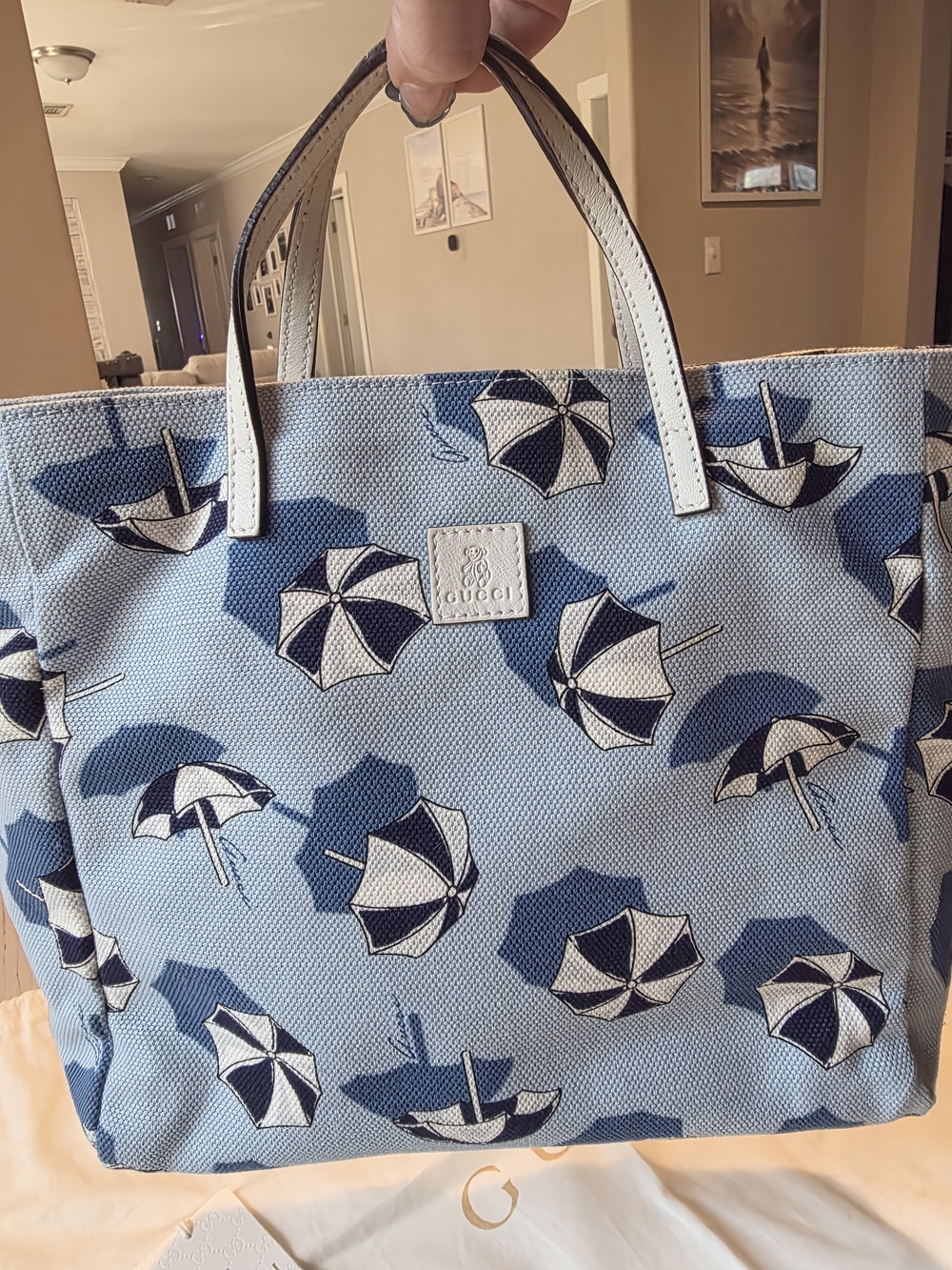 Rare Gucci Children's Canvas Leather Summer Tote Bag! EUC